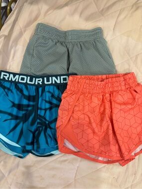 Lot of girls shorts - Under Armour Girls' Shorts Set - Teal, Coral, and Gray